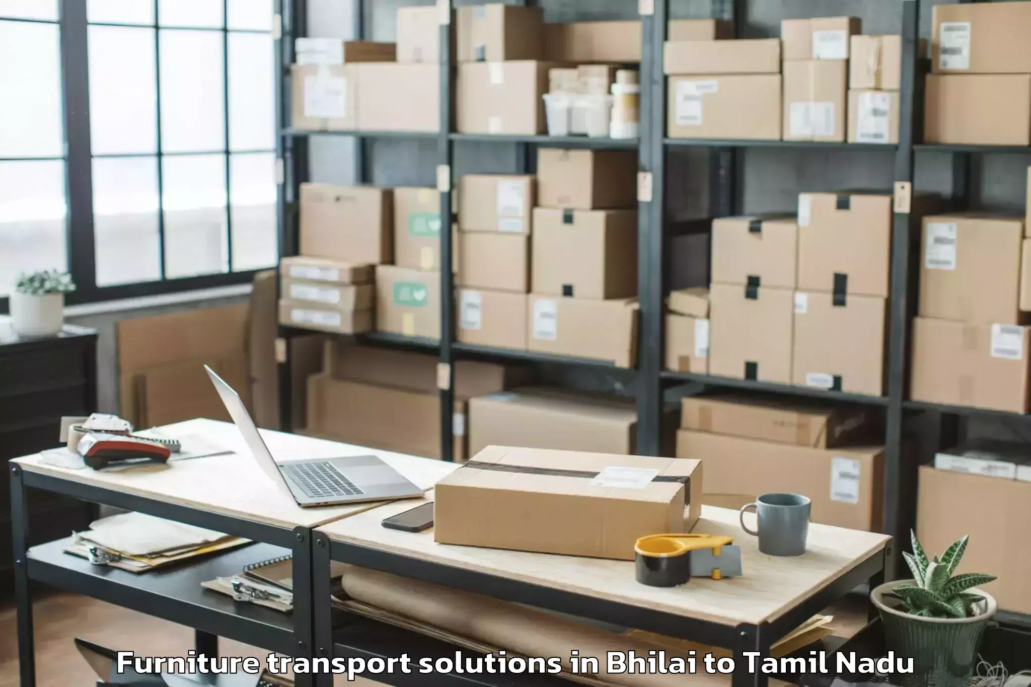 Trusted Bhilai to Thiruthuraipoondi Furniture Transport Solutions